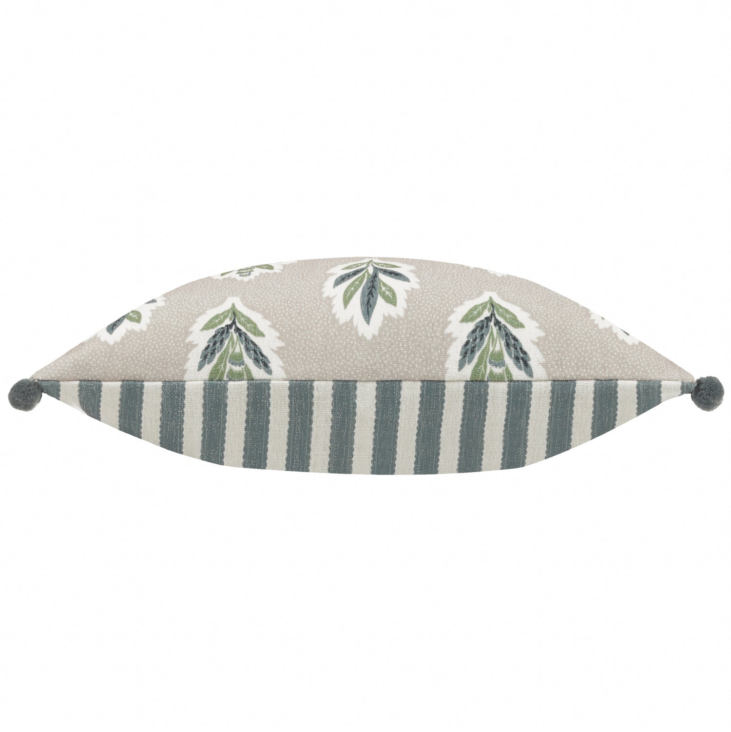Sanderson Sessile Leaf Pom Pom Trim Printed 30cm x 50cm Filled Boudoir Flax