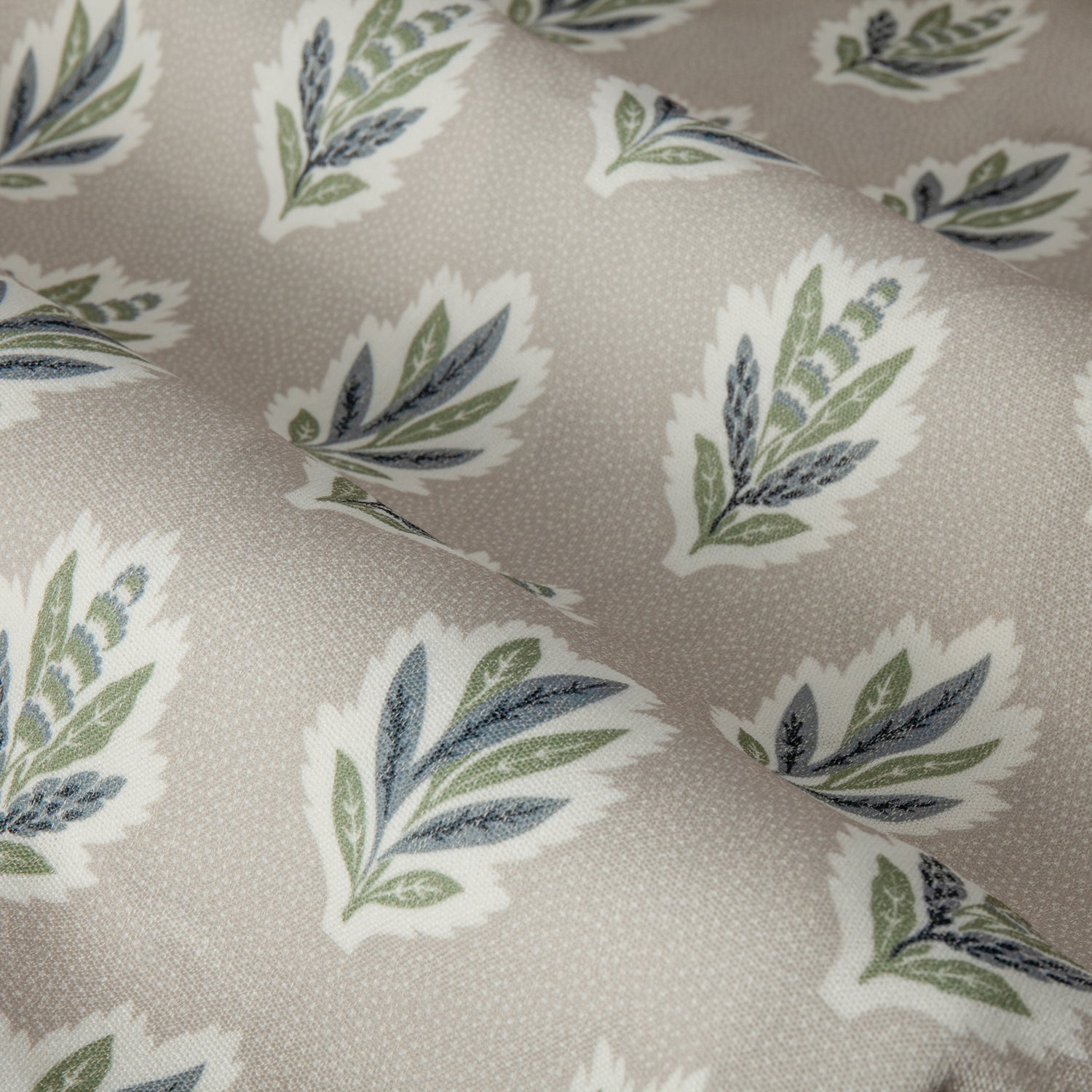 Sanderson Sessile Leaf Printed Ready Made Pencil Pleat Curtains Flax