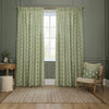 Sanderson Sessile Leaf Printed Ready Made Pencil Pleat Curtains Sage