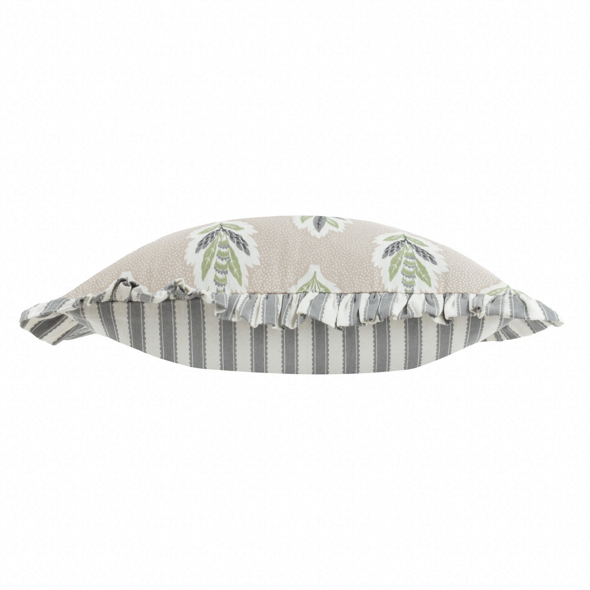 Sanderson Sessile Leaf Ruffle Trim 50cm x 50cm Filled Cushion Flax