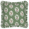 Sanderson Sessile Leaf Ruffle Trim 50cm x 50cm Filled Cushion Leaf Green