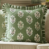 Sanderson Sessile Leaf Ruffle Trim 50cm x 50cm Filled Cushion Leaf Green