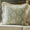 Sanderson Sessile Leaf Ruffle Trim 50cm x 50cm Filled Cushion Sage