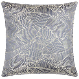 Wylder Tropics Seymour Metallic Jacquard Piped Filled Cushion 50cm x 50cm Storm Blue