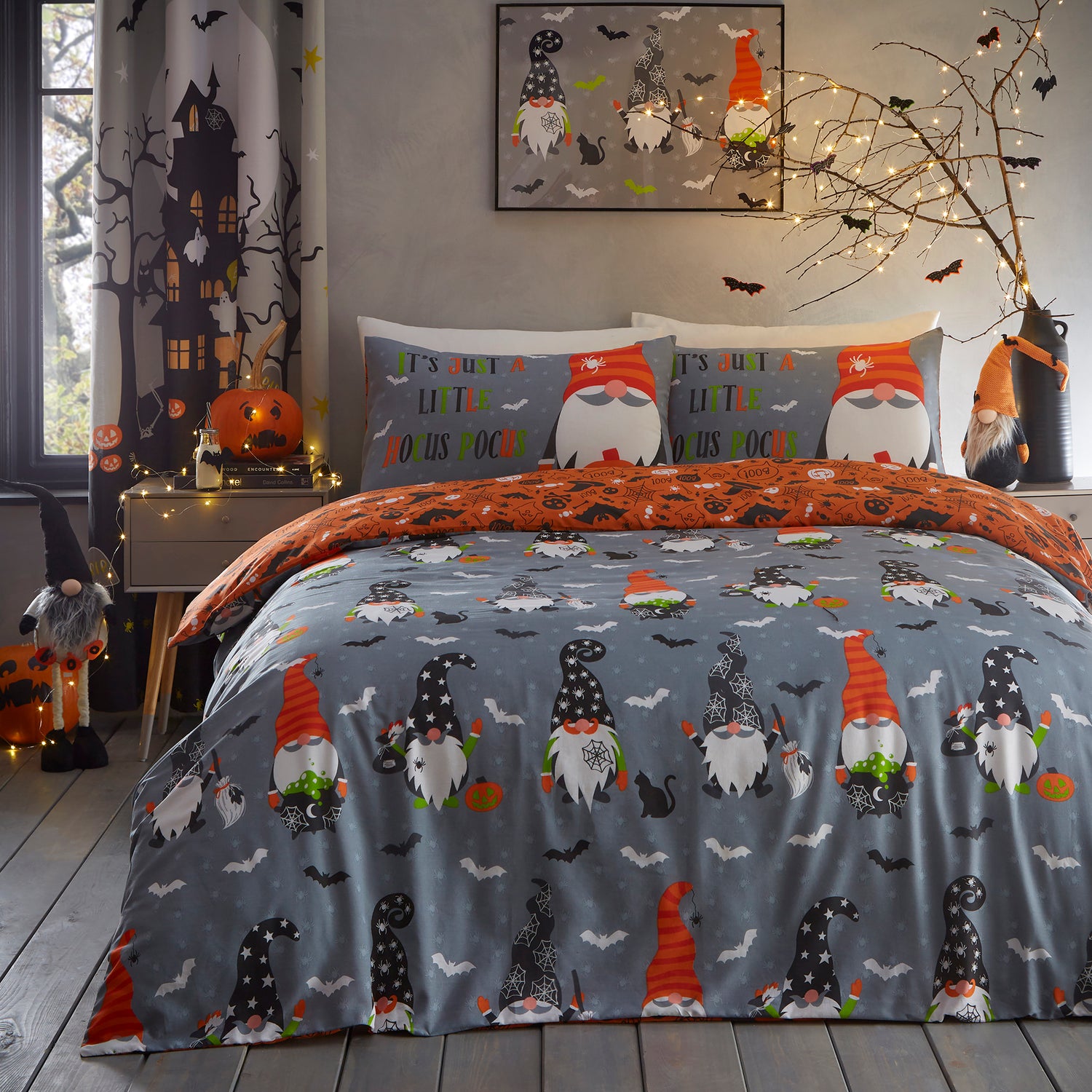 Scary Gonks Glow in the Dark Duvet Cover Bedding Set Grey