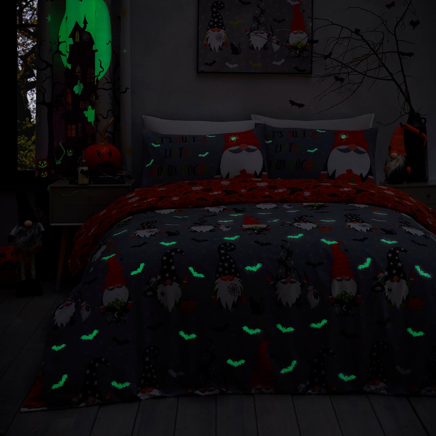 Scary Gonks Glow in the Dark Duvet Cover Bedding Set Grey