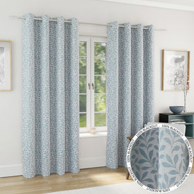 Sherwood Thermal Jacquard Ready Made Eyelet Blackout Curtains Ice Blue