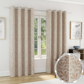 Sherwood Thermal Jacquard Ready Made Eyelet Blackout Curtains Natural
