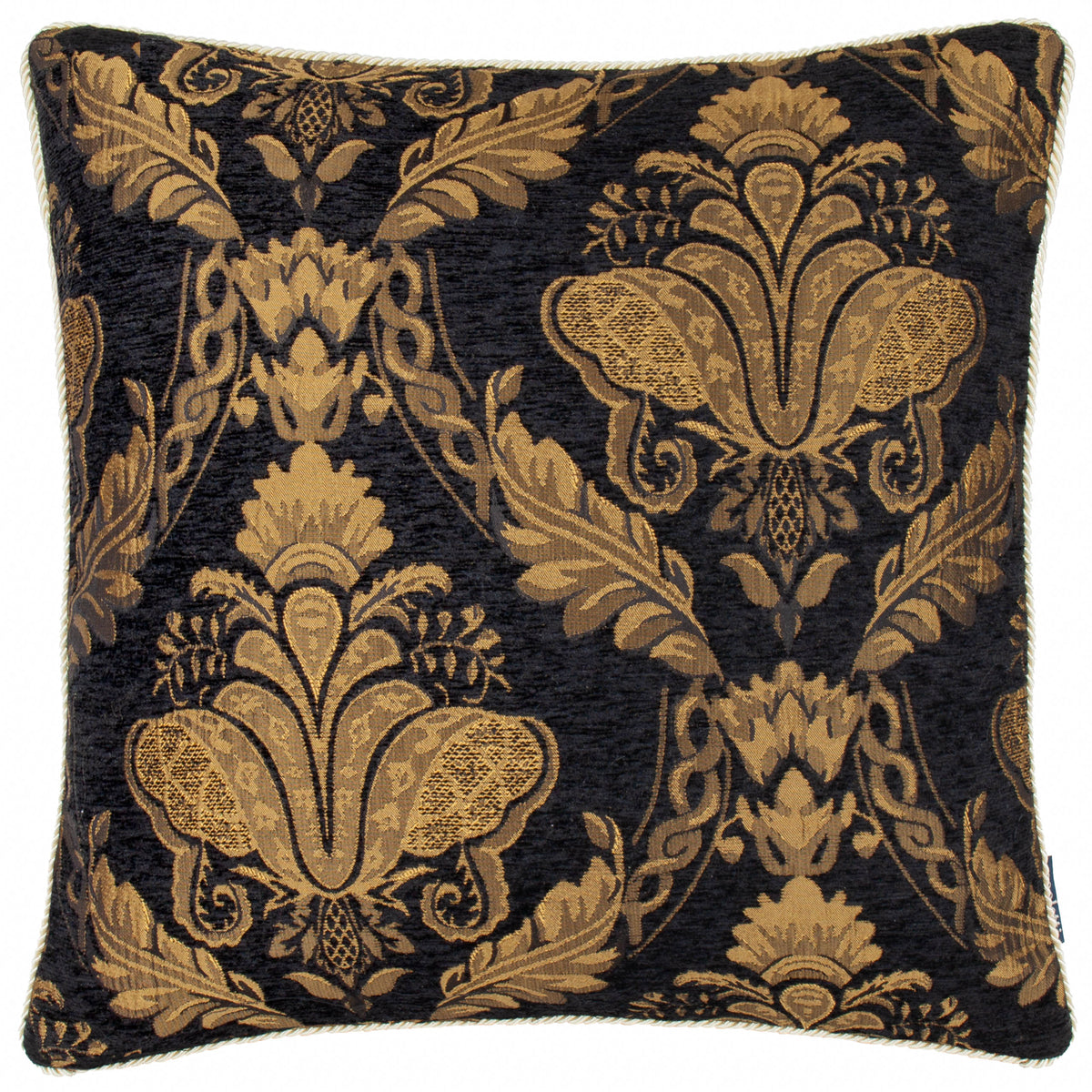 Shiraz Floral Jacquard Filled Cushion 45cm x 45cm Black