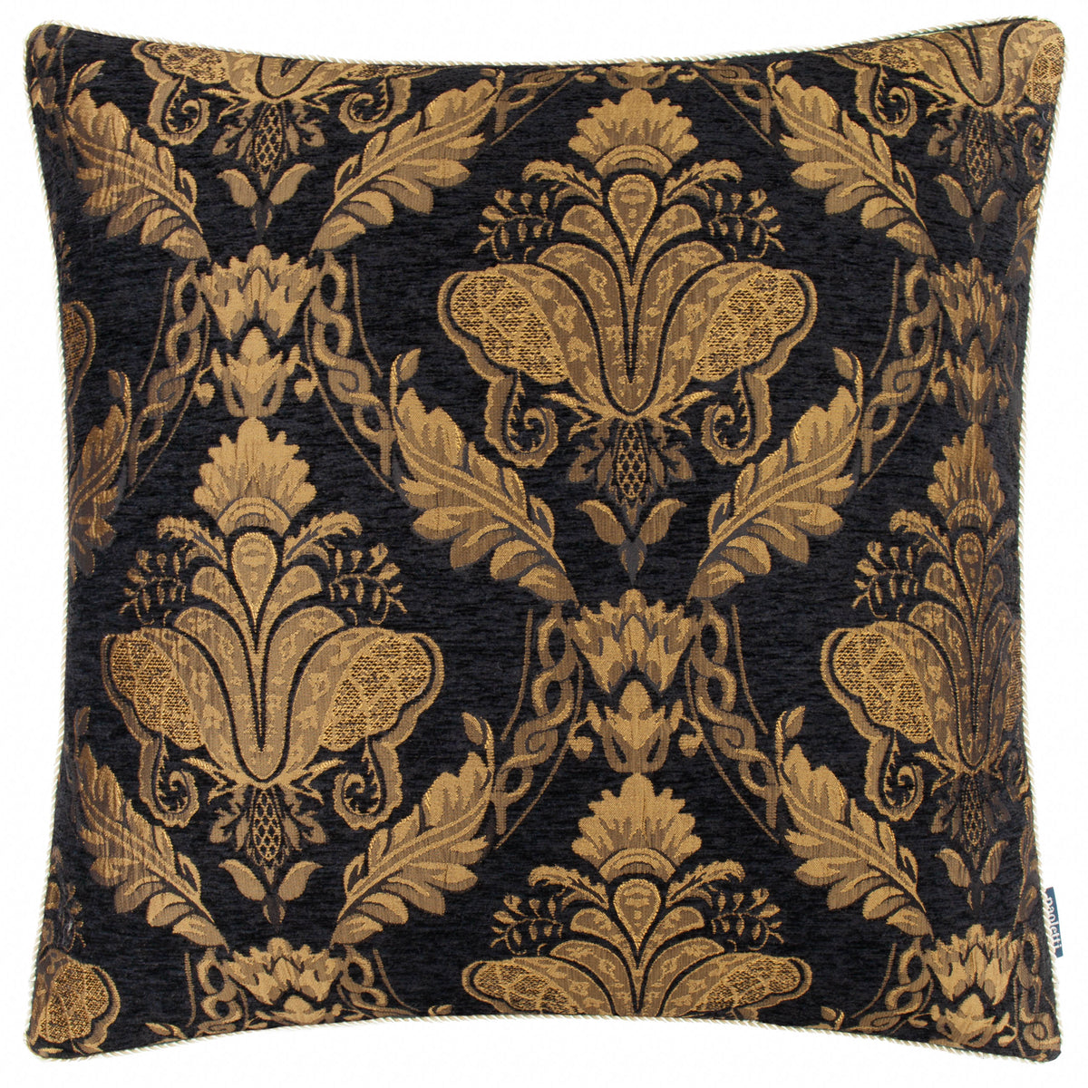 Shiraz Floral Jacquard Filled Cushion 55cm x 55cm Black