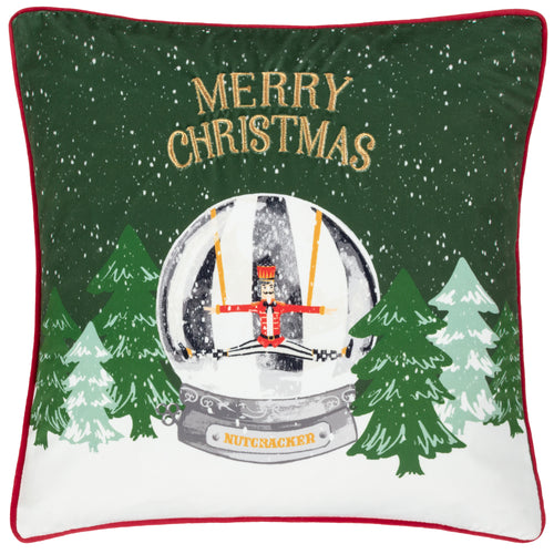 Showtime Embroidered Velvet Filled Cushion 45cm x 45cm Pine Red