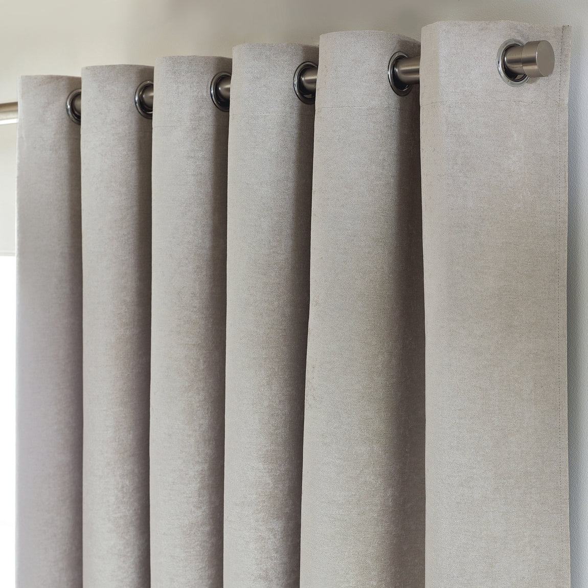 Chenille Triple Woven Ready Made Eyelet Blackout Curtains Silver