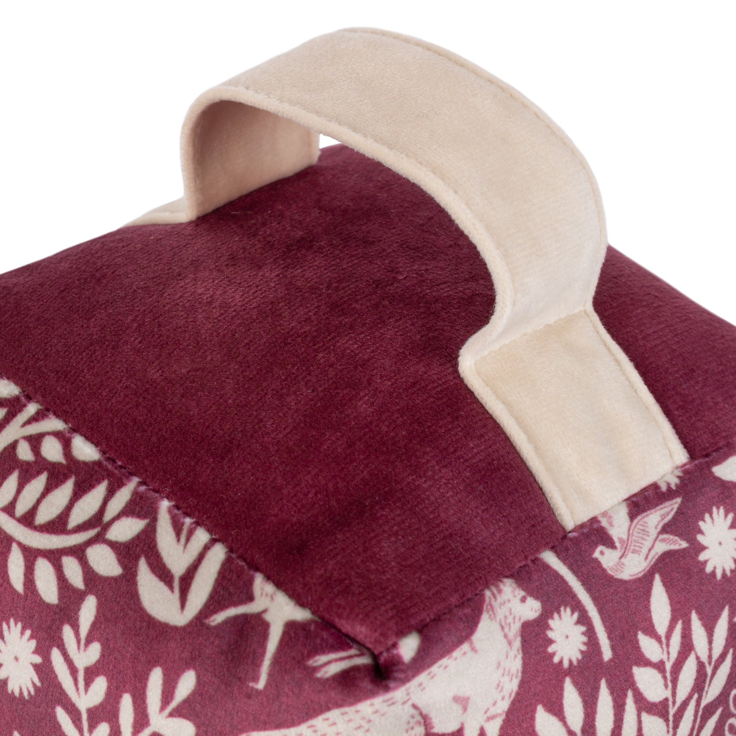 Skandi Woodland Animal Velvet Doorstop Berry
