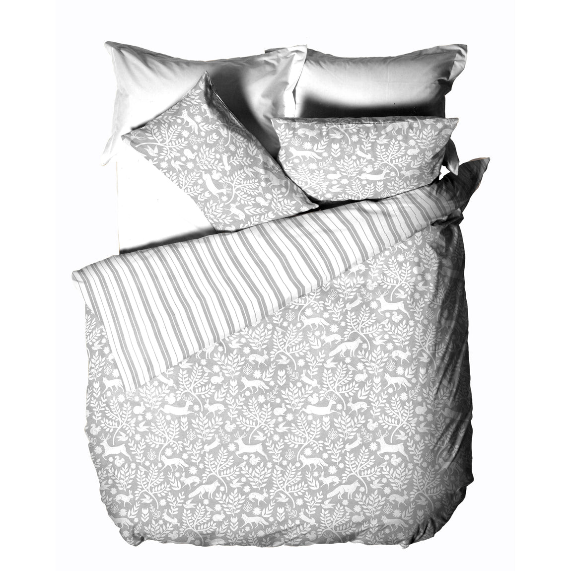 Furn Skandi Woodland Brushed Cotton Duvet Cover Bedding Set Grey