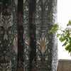 Morris & Co. Snakeshead Jacquard Chenille Ready Made Pencil Pleat Curtains Indigo Leaf