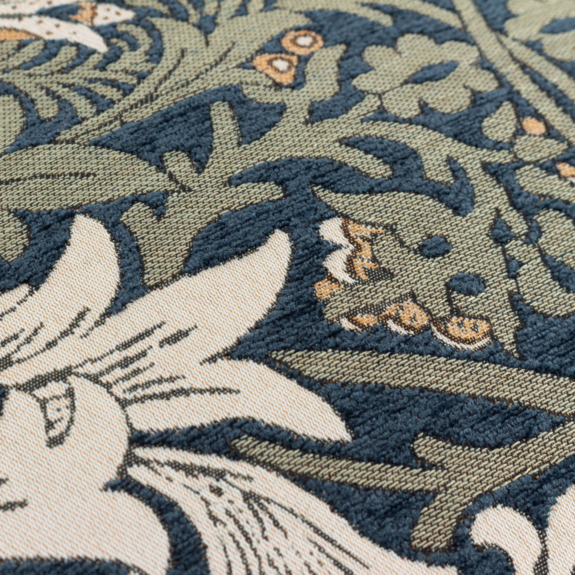Morris & Co. Snakes Head Chenille 55cm x 55cm Filled Cushion Indigo Leaf Green