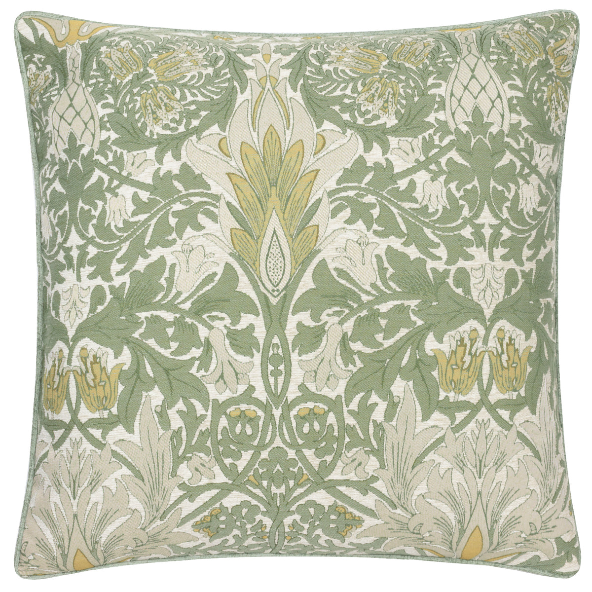 Morris & Co. Snakes Head Chenille 55cm x 55cm Filled Cushion Stone Sunflower
