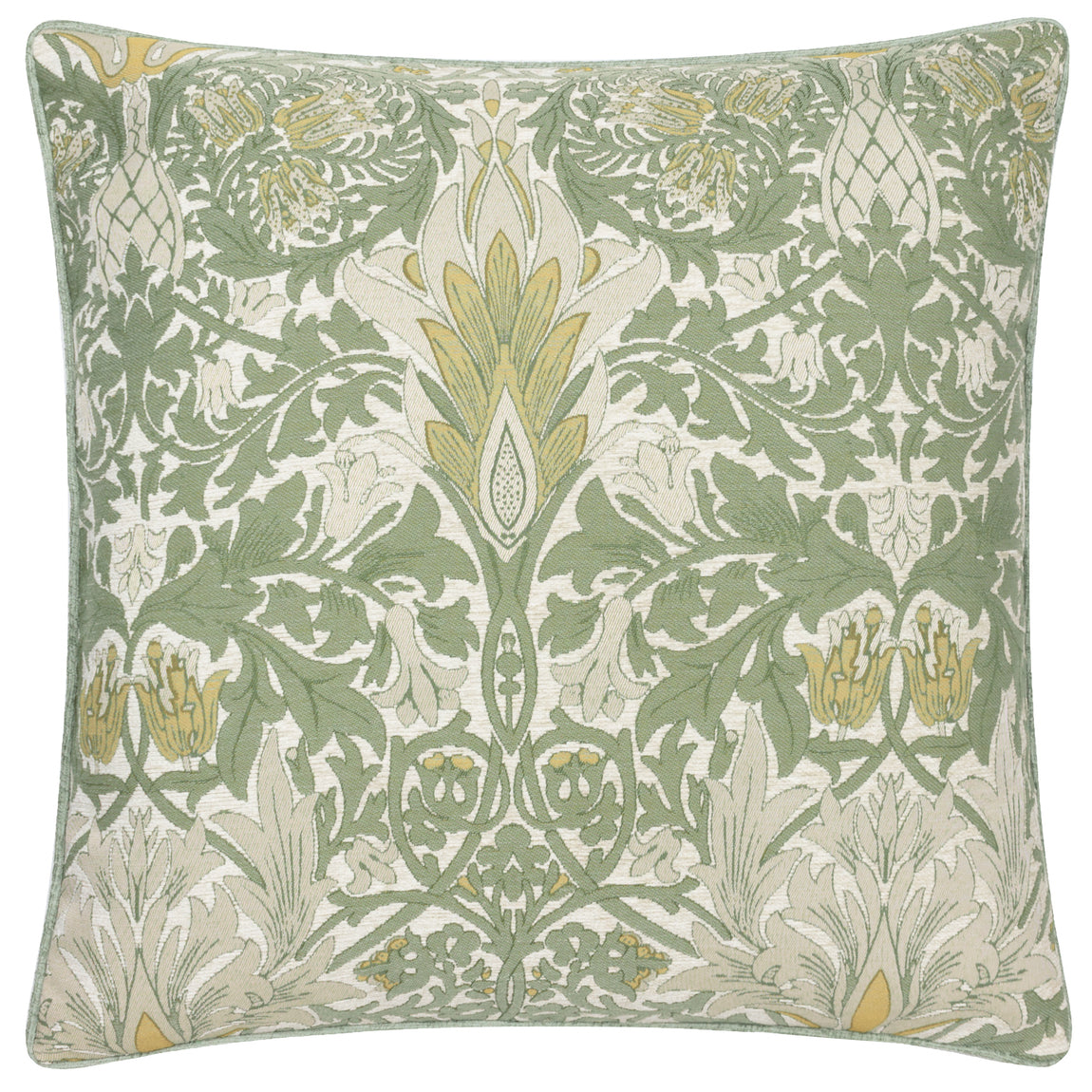 Morris & Co. Snakes Head Chenille 55cm x 55cm Filled Cushion Stone Sunflower
