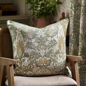 Morris & Co. Snakes Head Chenille 55cm x 55cm Filled Cushion Stone Sunflower