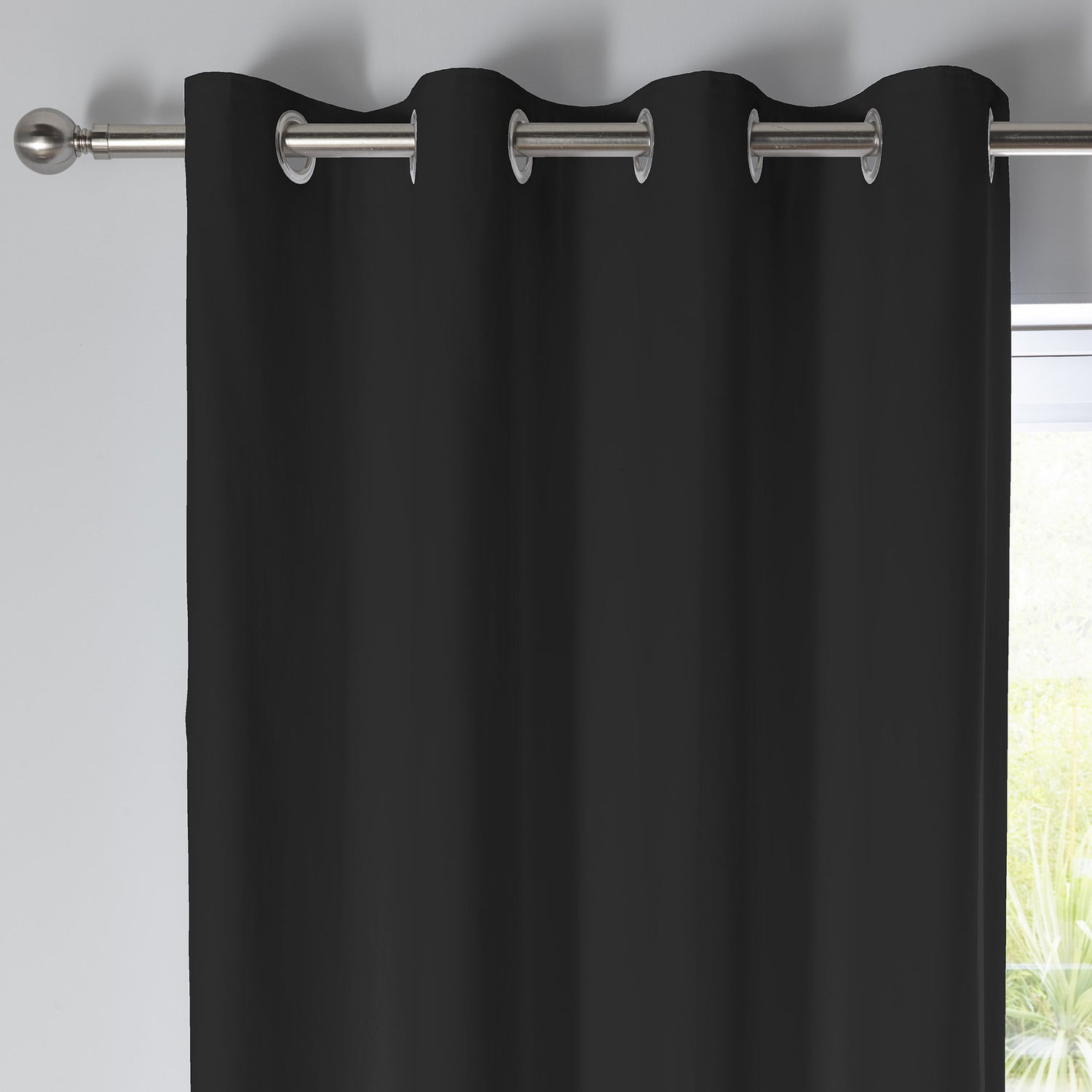 Fusion Sorbonne Ready Made Eyelet Curtains Black