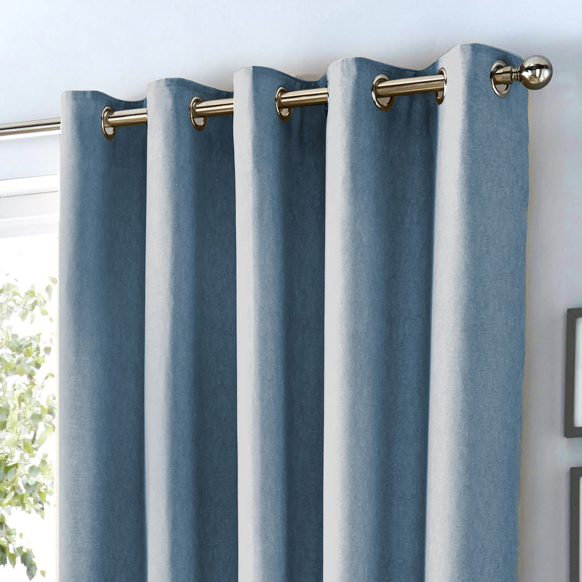 Fusion Sorbonne Ready Made Eyelet Curtains Blue