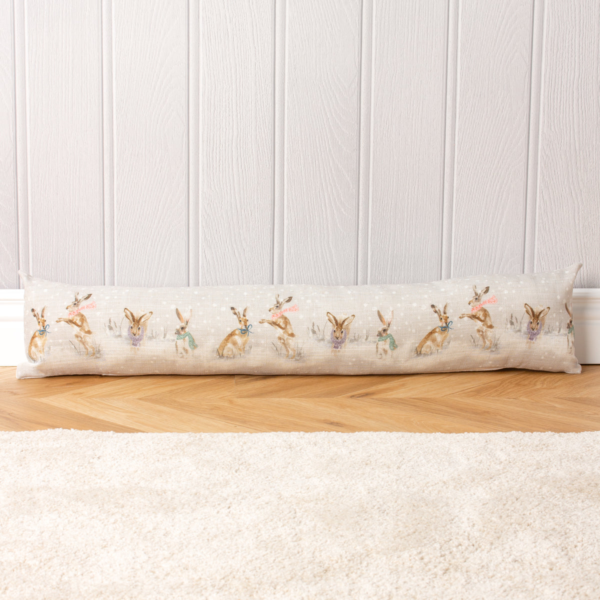 Snowy Hares Watercolour Printed Draught Excluder Multi