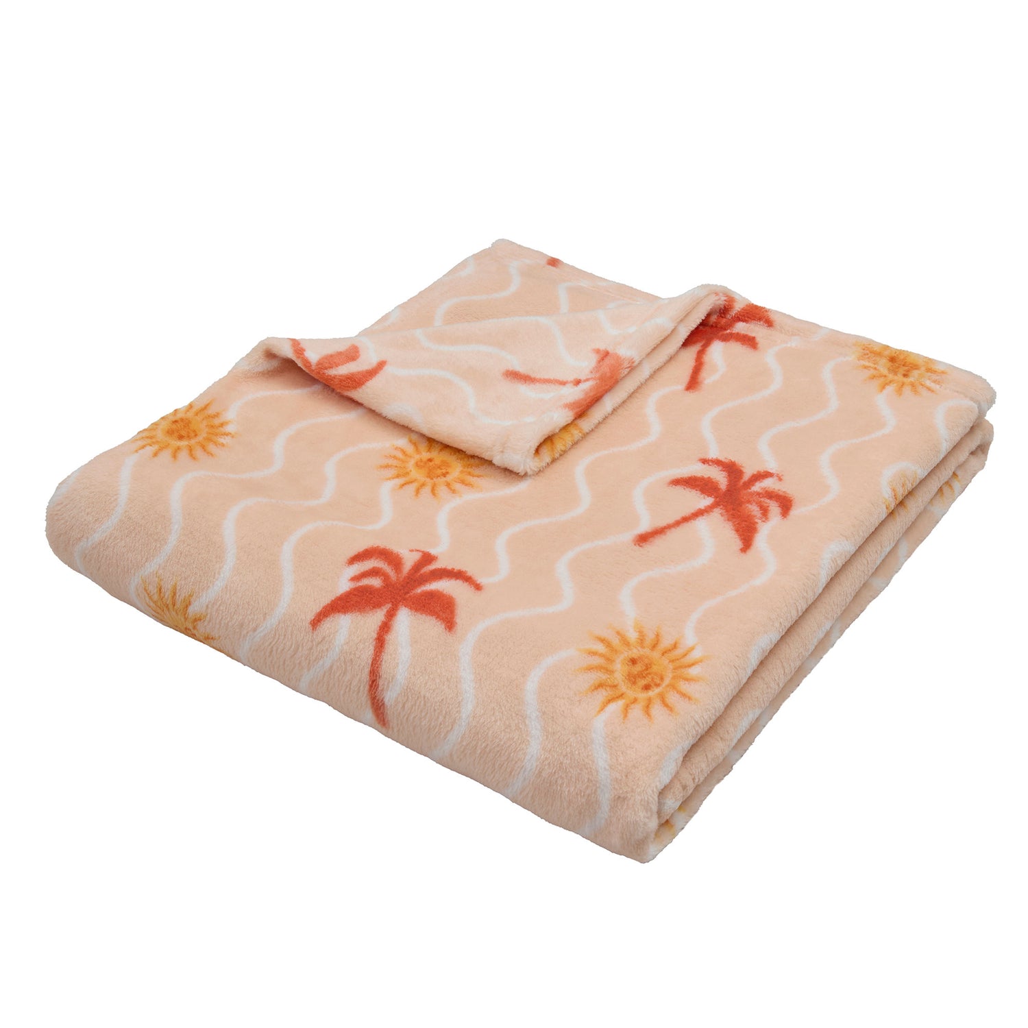 Fusion Soleil Super Soft Fleece Texture 120cm x 150cm Throw Coral Camel