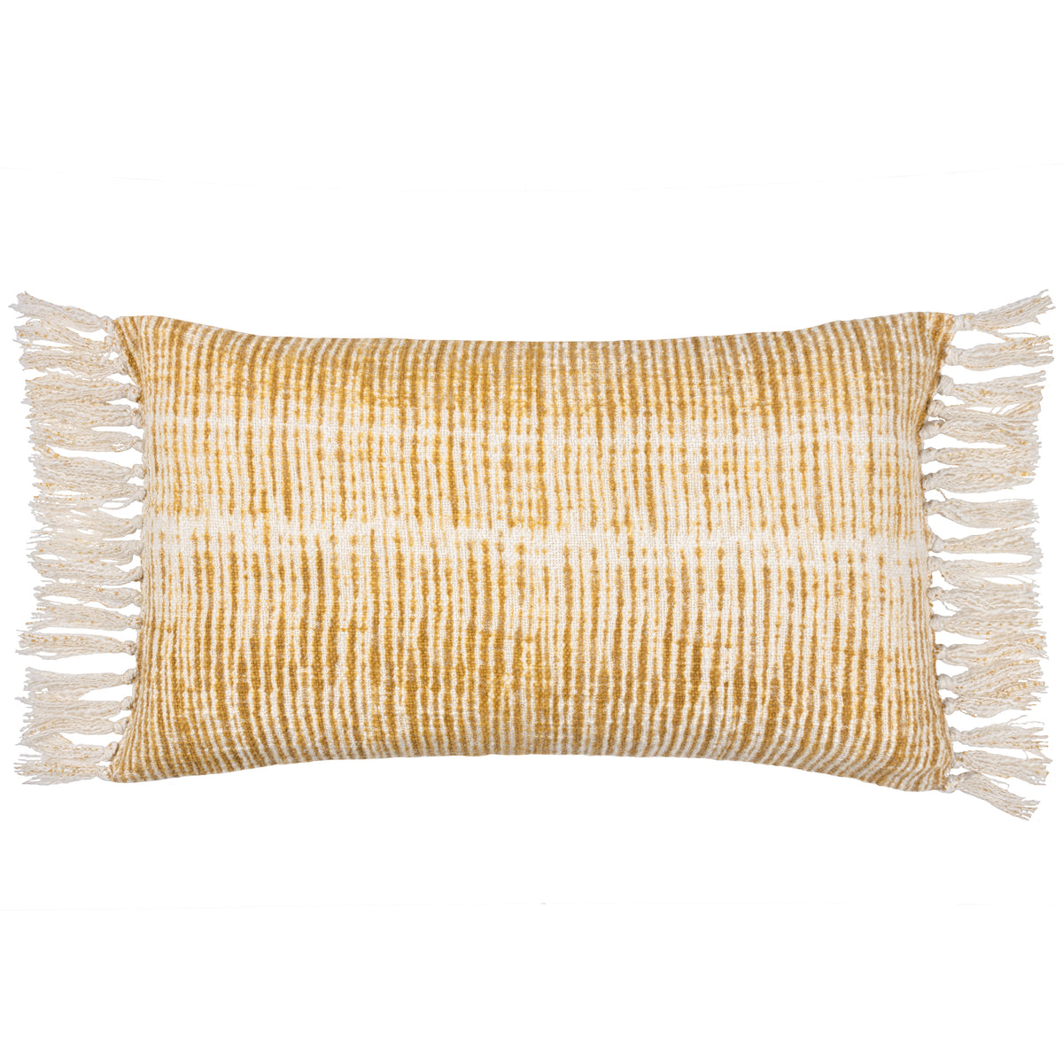 Yard Sono Ink Abstract Fringed Filled Cushion 40cm x 60cm Cumin