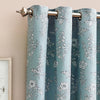 Wylder Nature Sophia Floral Jacquard Ready Made Eyelet Curtains Blue