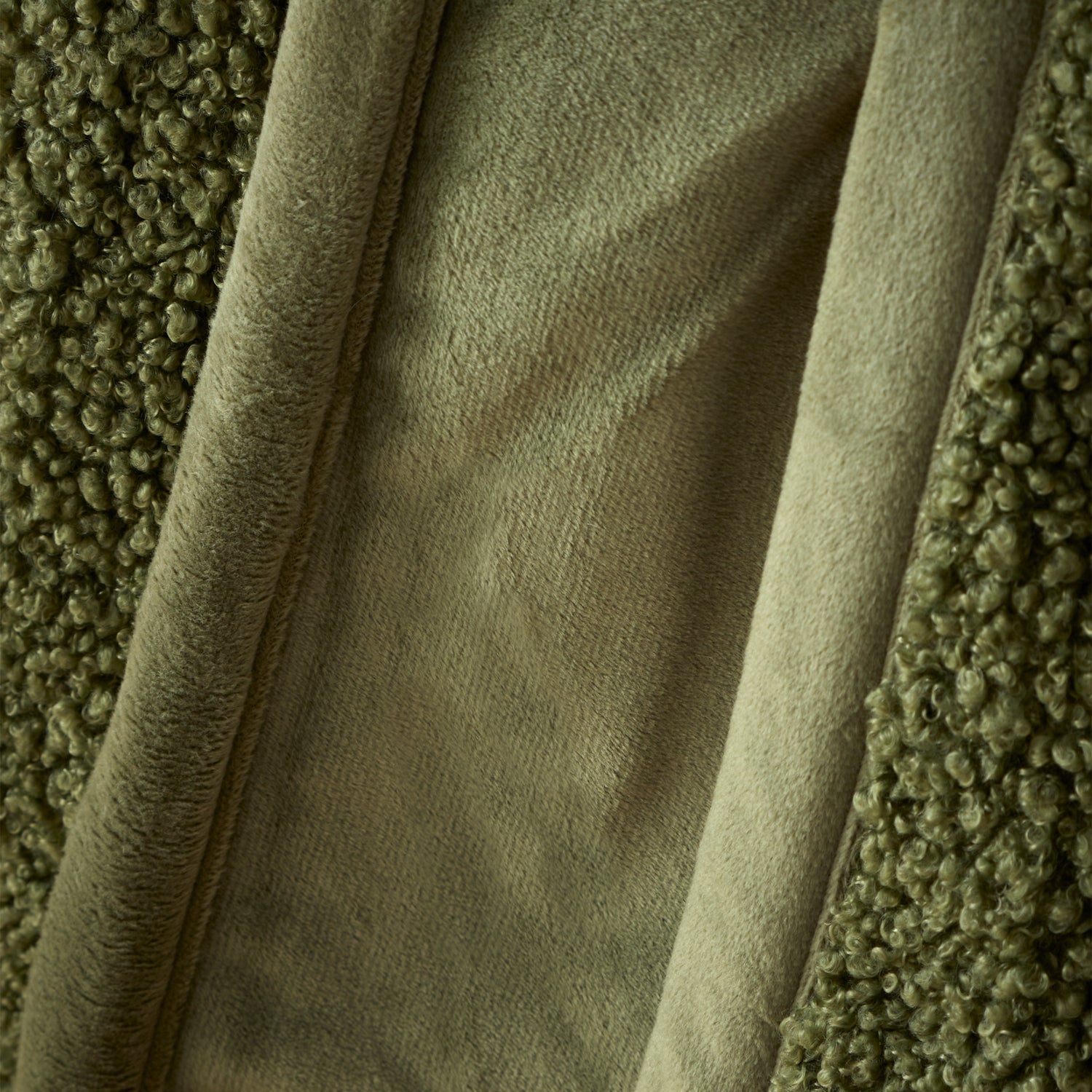 Catherine Lansfield So Soft Velvet Boucle 130cm x 170cm Throw Olive