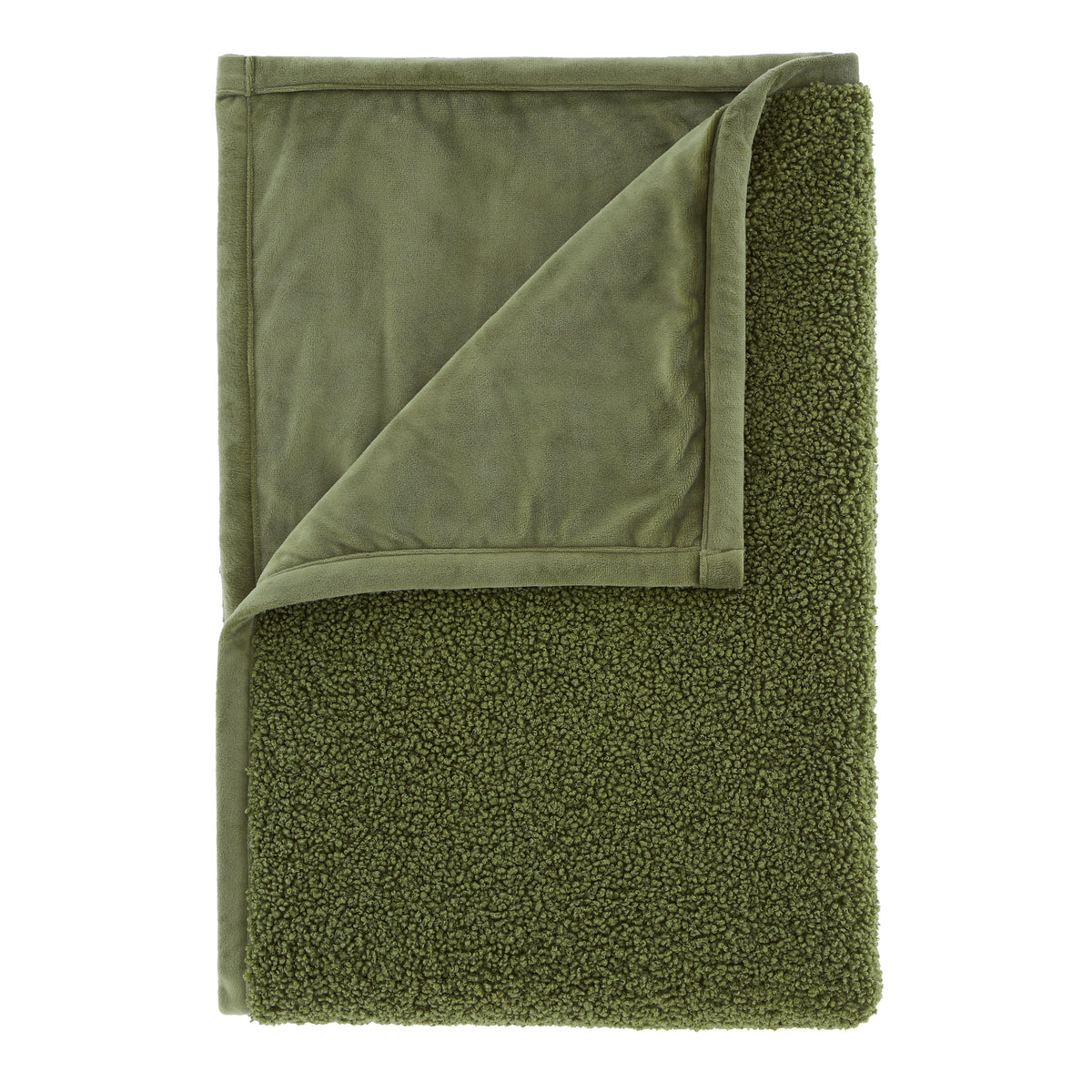 Catherine Lansfield So Soft Velvet Boucle 130cm x 170cm Throw Olive