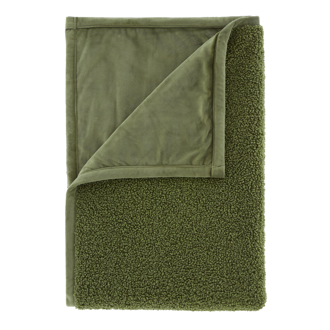 Catherine Lansfield So Soft Velvet Boucle 130cm x 170cm Throw Olive