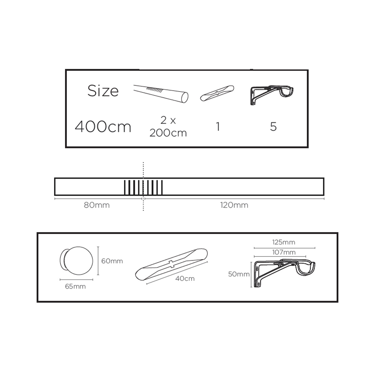 3 Sided Eyelet Bay Pole 400cm Chrome