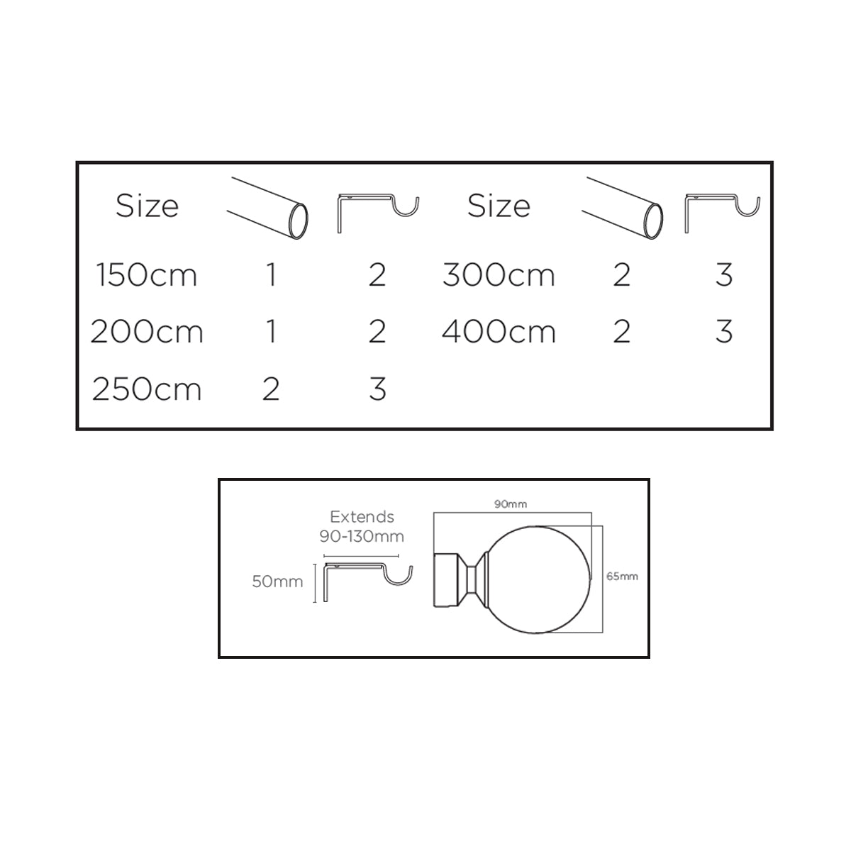 Sphere 28mm Eyelet Curtain Pole Chrome