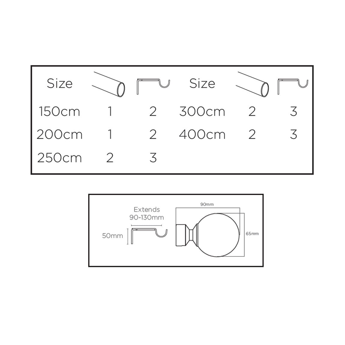 Sphere 28mm Eyelet Curtain Pole Chrome