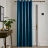 Fusion Strata 66 x 84 Single Ready Made Dimout Eyelet Door Curtain Teal