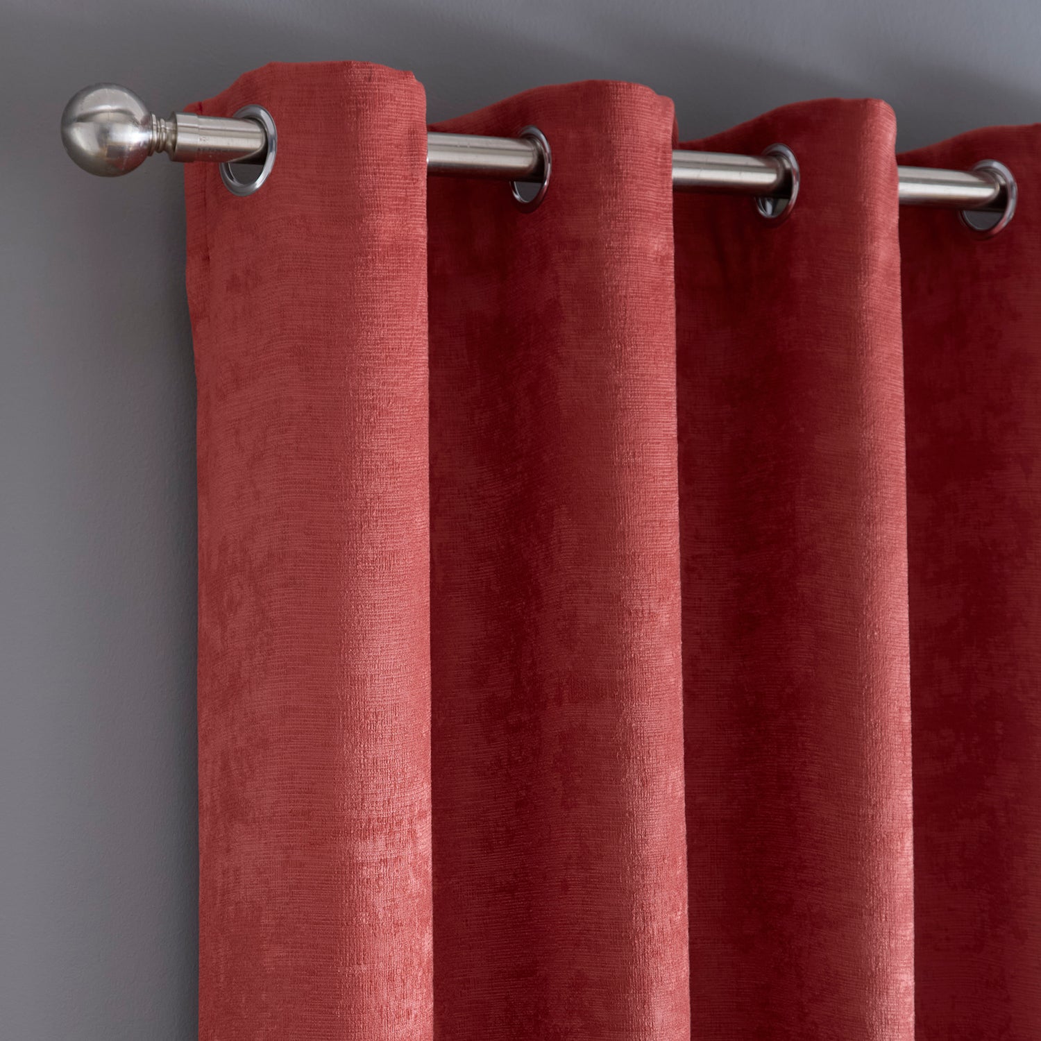 Fusion Strata Ready Made Dimout Eyelet Curtains Terracotta