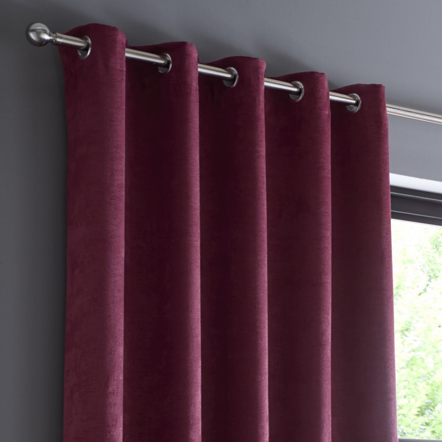 Fusion Strata Ready Made Dimout Eyelet Curtains Wine