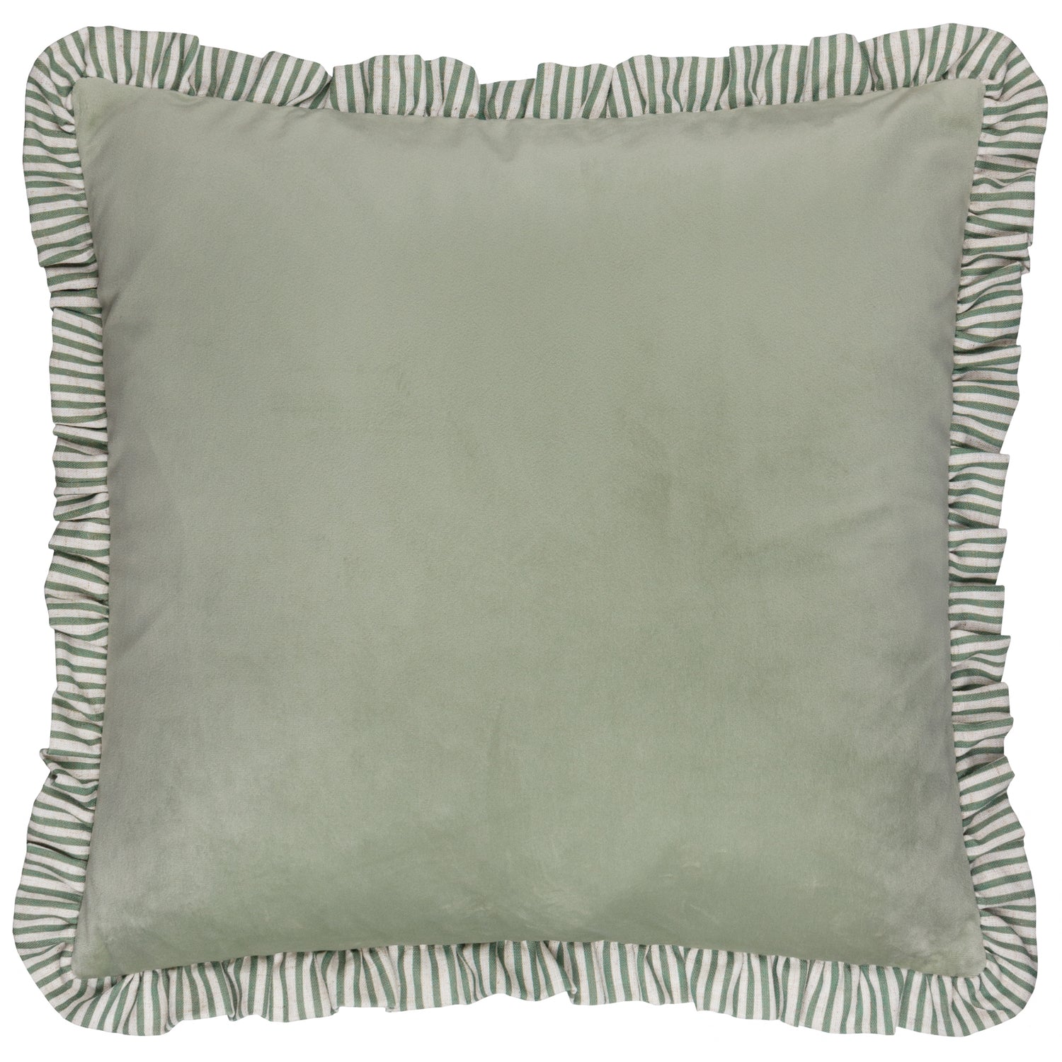 Wylder Solene Ruffle Matte Velvet 45cm x 45cm Filled Cushion Sage