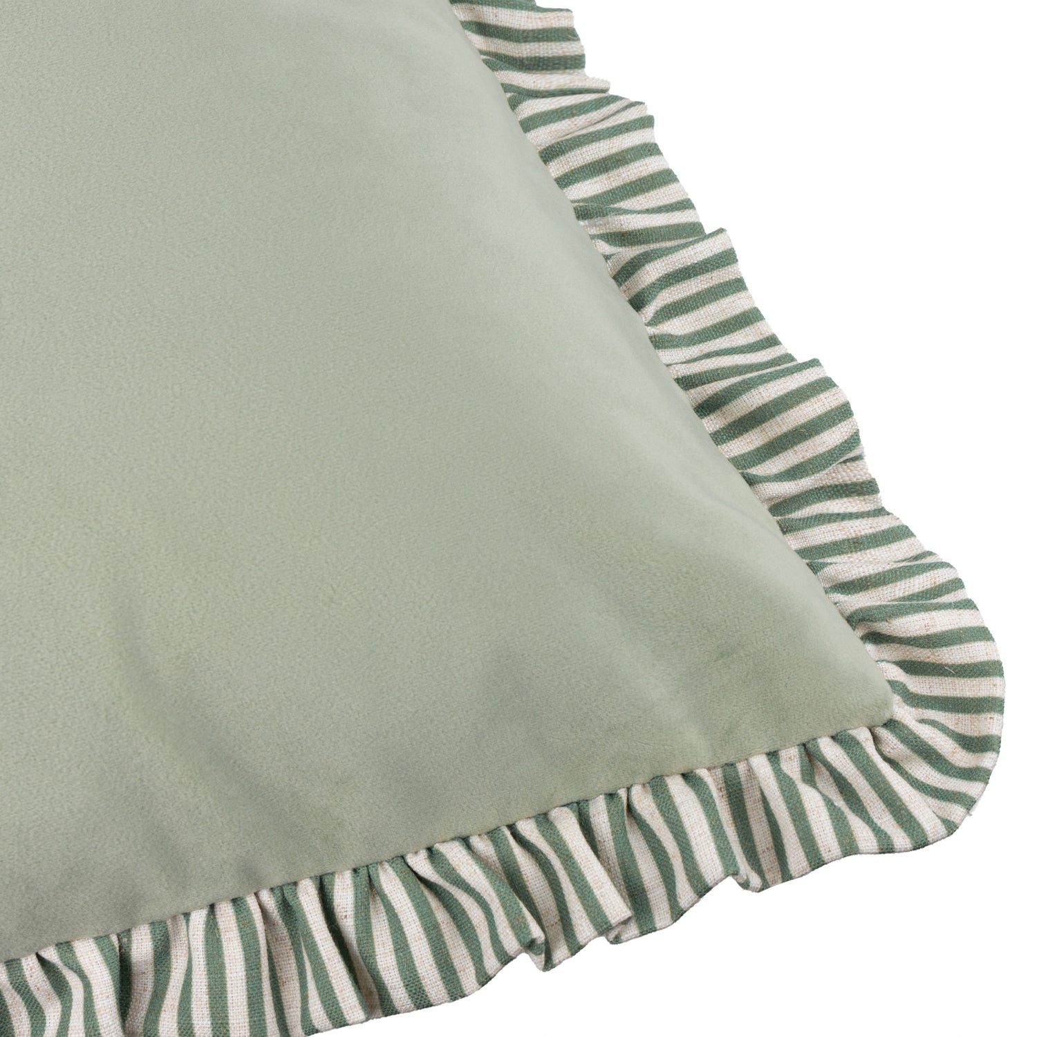 Wylder Solene Ruffle Matte Velvet 45cm x 45cm Filled Cushion Sage
