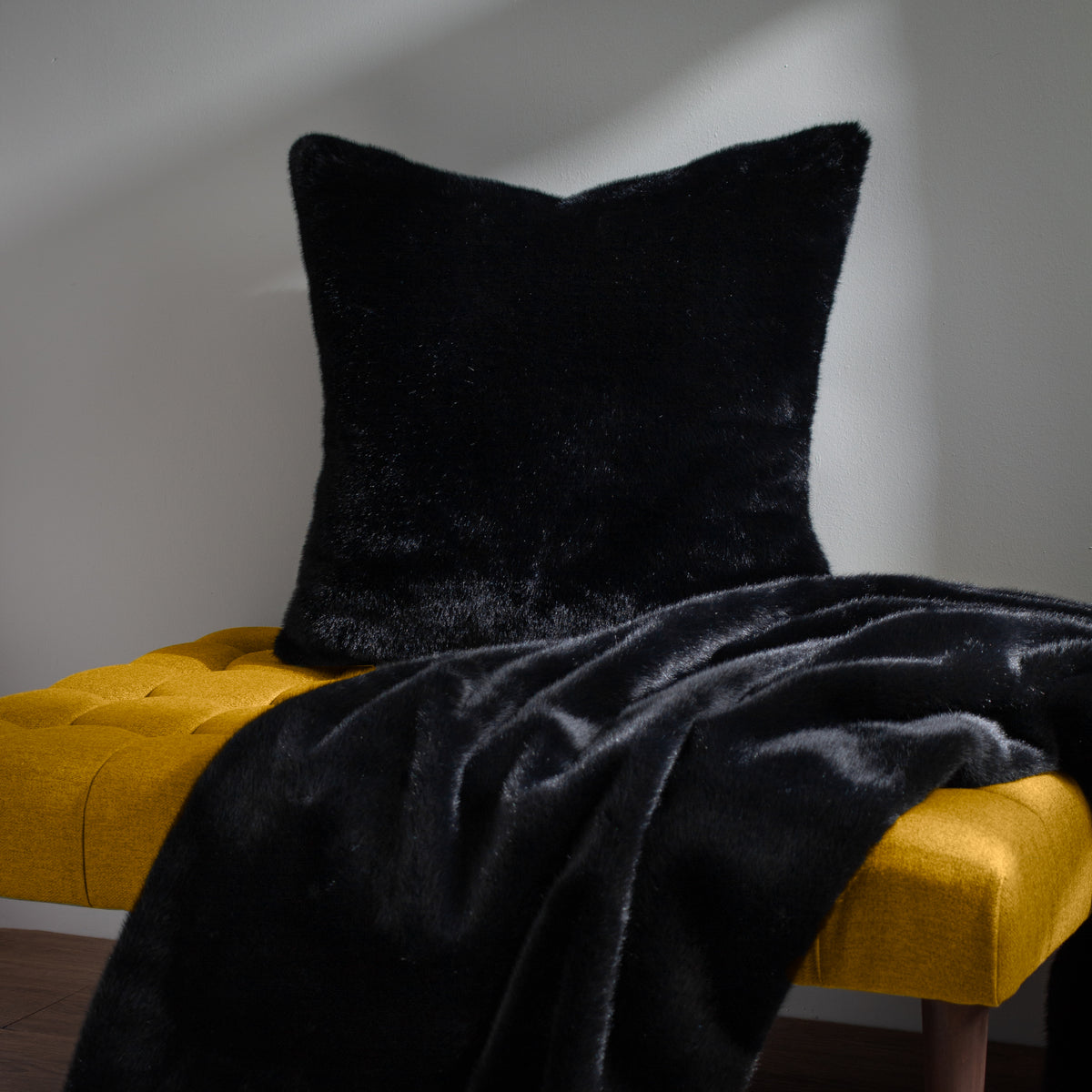 Stanza Faux Fur Filled Cushion 55cm x 55cm Jet