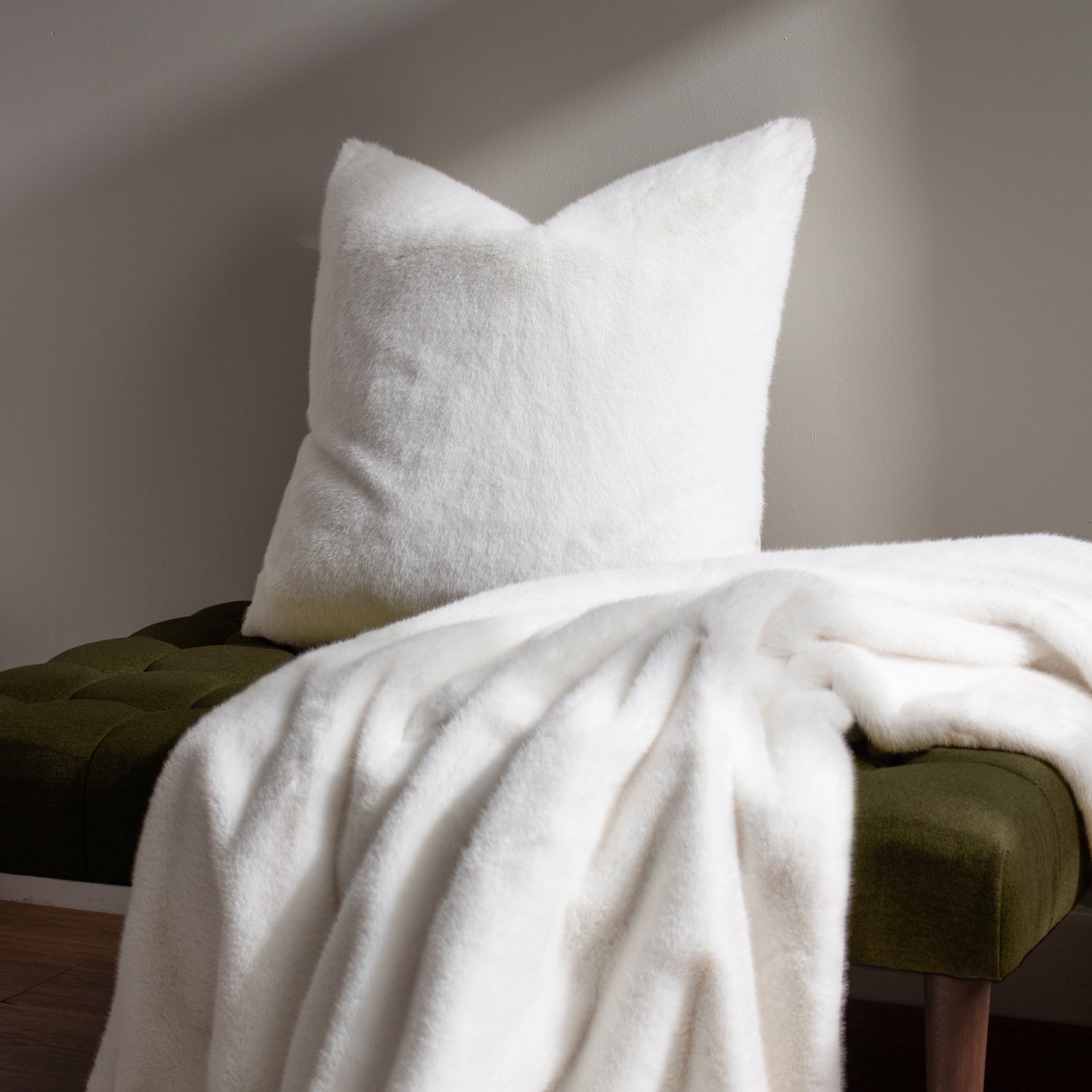Stanza Faux Fur Filled Cushion 55cm x 55cm White