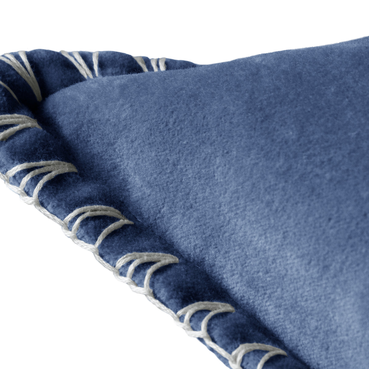 Voyage Maison Stitch Embroidered Velvet Feather Filled Cushion 50cm x 50cm Bluebell