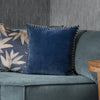 Voyage Maison Stitch Embroidered Velvet Feather Filled Cushion 50cm x 50cm Bluebell