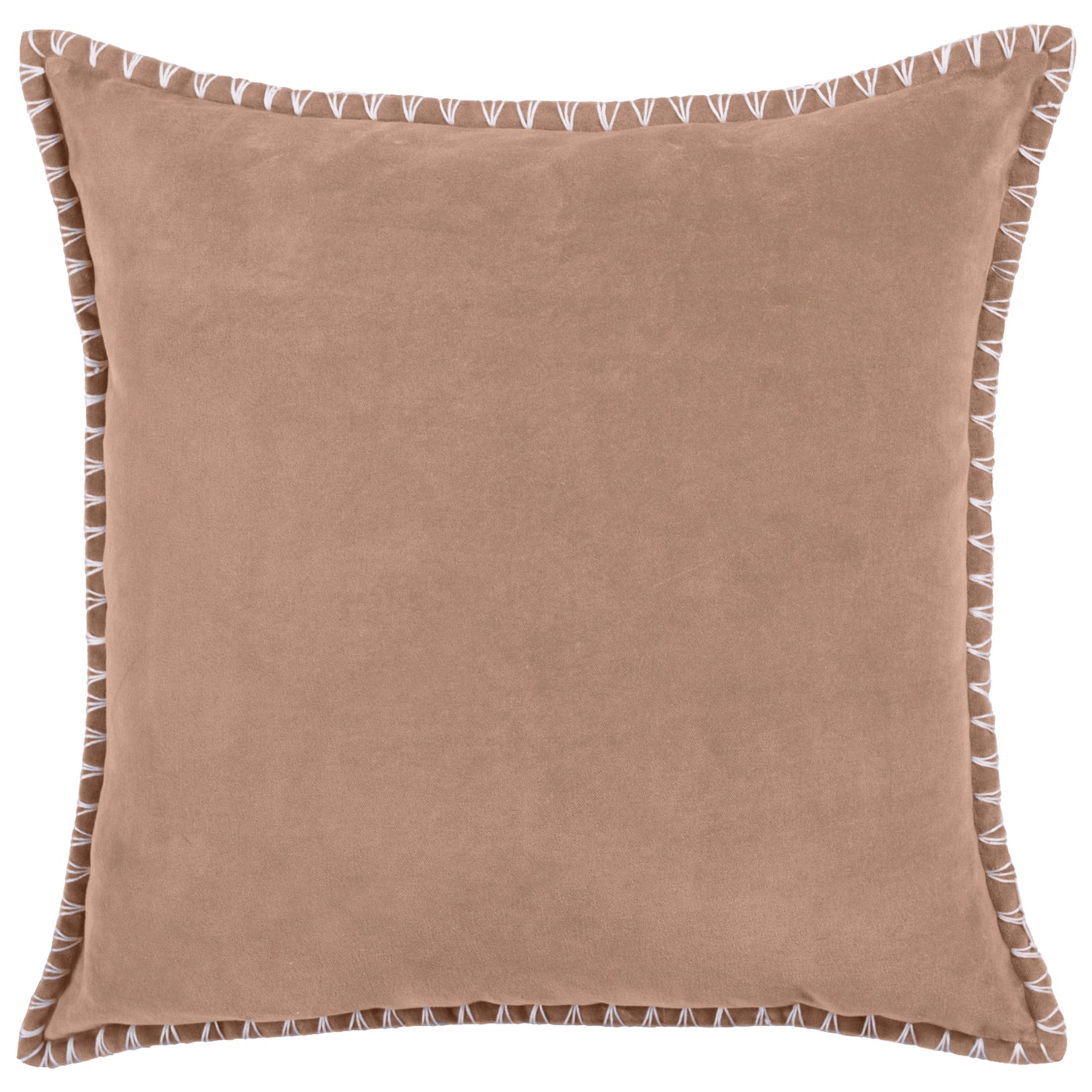 Voyage Maison Stitch Embroidered Velvet Feather Filled Cushion 50cm x 50cm Coral