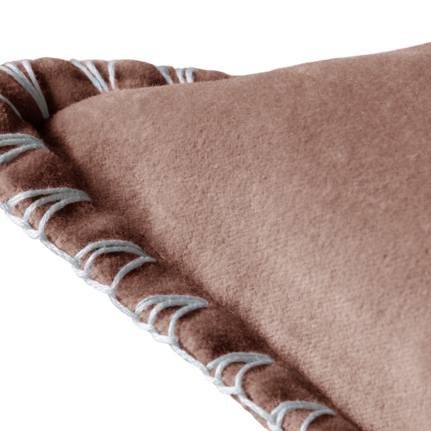Voyage Maison Stitch Embroidered Velvet Feather Filled Cushion 50cm x 50cm Coral
