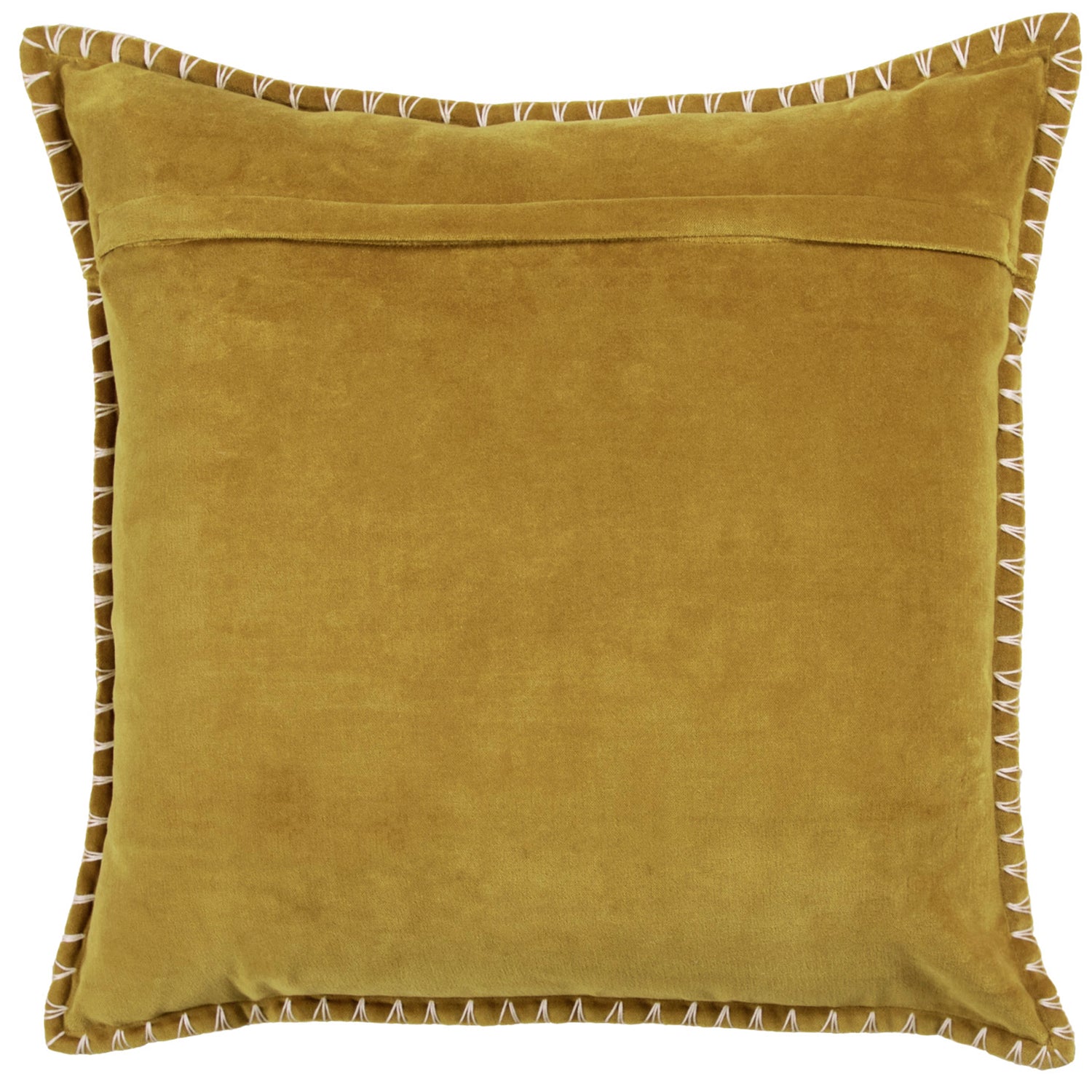 Voyage Maison Stitch Embroidered Velvet Feather Filled Cushion 50cm x 50cm Mustard