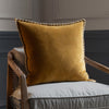 Voyage Maison Stitch Embroidered Velvet Feather Filled Cushion 50cm x 50cm Mustard