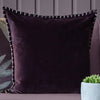 Voyage Maison Stitch Embroidered Velvet Feather Filled Cushion 50cm x 50cm Plum