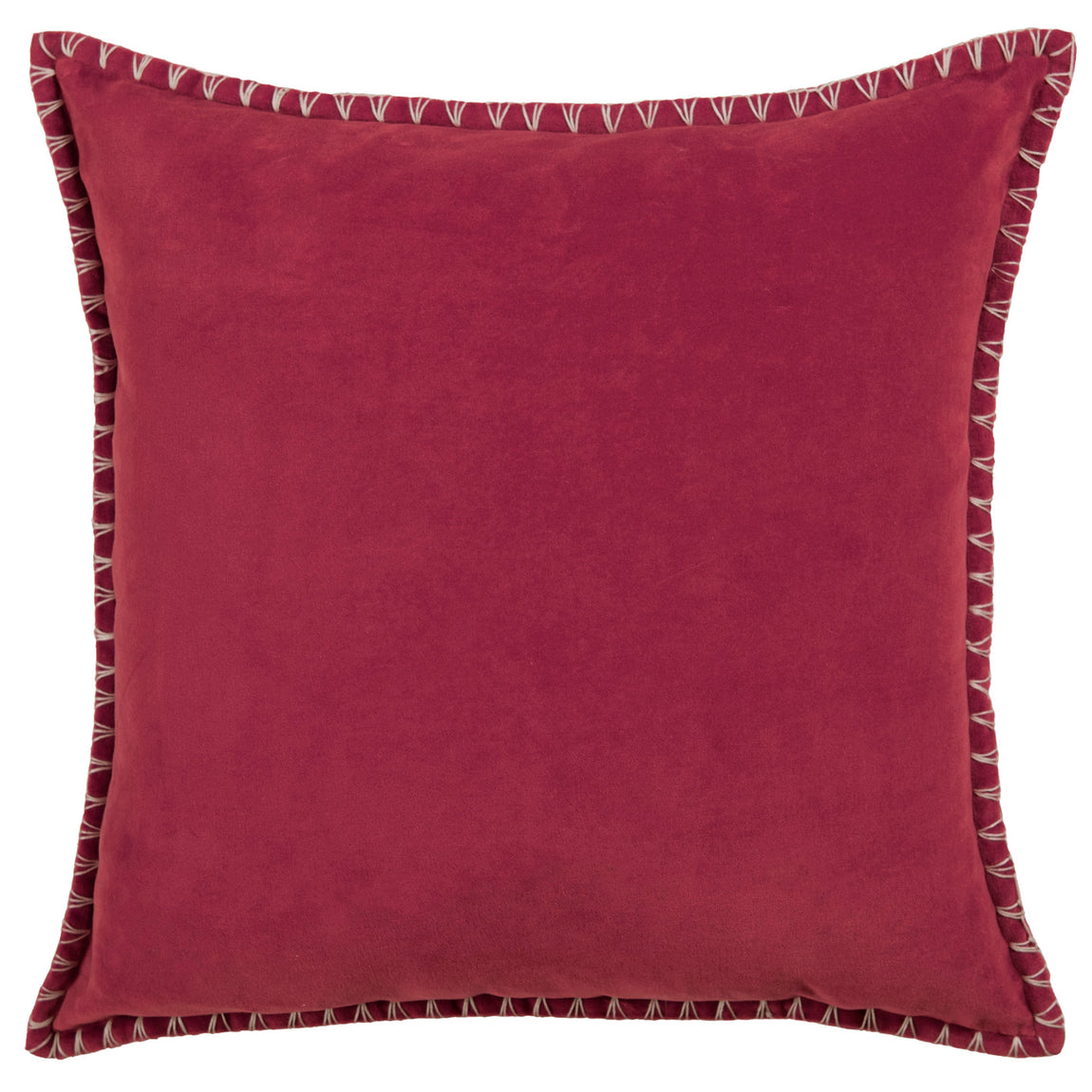 Voyage Maison Stitch Embroidered Velvet Feather Filled Cushion 50cm x 50cm Pomegranate